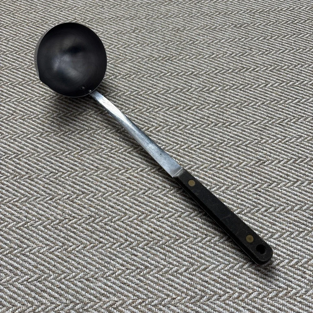 Vintage Stainless Steel Ladle Spoon Made IN Japan Black  Handle